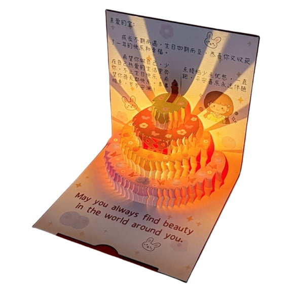 AOOOWER 3D Happy Birthday Card Musical Birthday Card Light and Sound Birthday Greeting Cards With Envelope for Women Men Kid