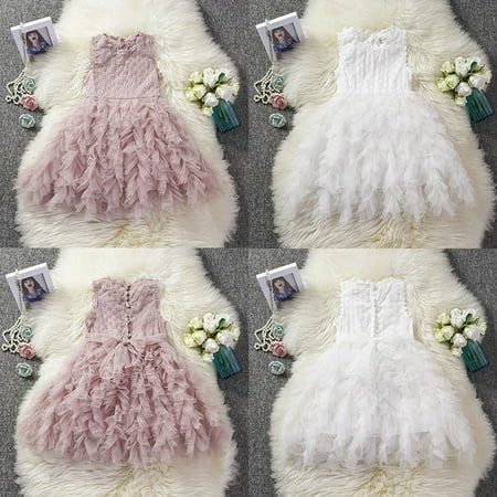 

Toddler Kids Baby Girls Princess Tutu Dresses Summer Sleeveless 3D Flower Lace Tulle Dress Wedding Party Gown Children 2-6Y