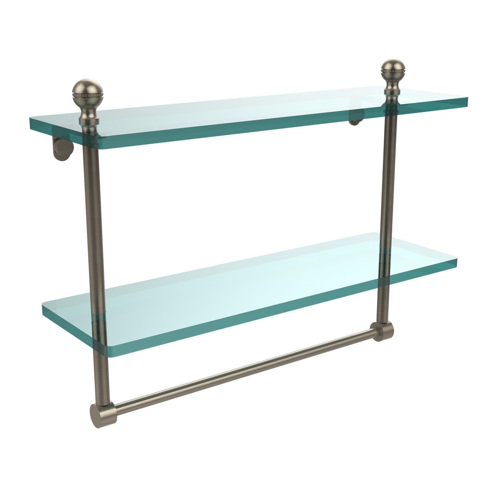 Allied Brass MA-2/16TB Mambo Collection 16 Inch Two Tiered Integrated Towel Bar Glass Shelf, Oil Rubbed Bronze＿並行輸入品 Allied Brass 16 In. L X 12 In. H X 5 In. W 2-Tier Gallery Clear Glass
