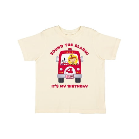

Inktastic Fire Truck 4th Birthday Boy Gift Toddler Boy Girl T-Shirt