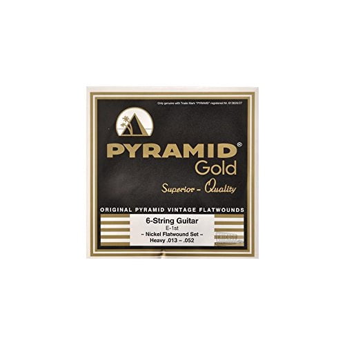 Pyramid Gold 13-52 Electric Guitar Strings – Chrome-Nickel Flat Wound with Round Core, Heavy Gauge
