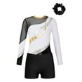 thumbnail image 3 of Doomiva Kids Girls Gymnastic Leotard Dance Biketard Unitard Bodysuit with Tumbling Athletic Shorts Scrunchies Set A White&Black 6, 3 of 7