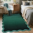 thumbnail image 3 of Garvee 8'x10' Scalloped Area Rugs Modern Abstract Washable Rug, Neutral Farmhouse Carpet Non-Slip Low Pile Indoor Rug for Living Room Bedroom Home Office, Green, 3 of 8