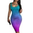 thumbnail image 2 of USSUMA Summer Dresses for Women 2022 Tie-Dye Print Sexy Club Bodycon Pencil Midi Womens Dresses Sleeveless Sundresses for Women U Neck Wedding Guest Dresses for Women, 2 of 4
