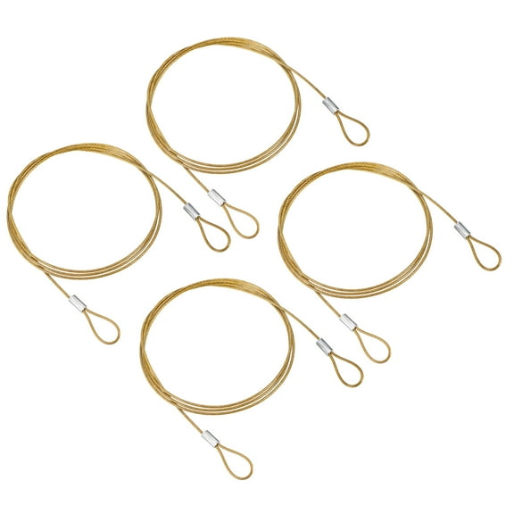 Uxcell 3.3Ft Safety Cable Lock Steel Stage Lighting Security Wire Rope, Yellow 4 Pack