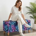 thumbnail image 2 of FOR U DESIGNS Purple Blue Leaf Print Stretch Ottoman Cover for Flip-Top Storage Stool, Rectangle Footrest Slipcover with Elastic Bottom Washable Non-Slip Bench Furniture Protector, 2 of 7