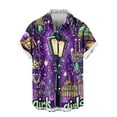 thumbnail image 5 of UVEASISHA Men's Holiday Button Down Shirt New Orleans Short Sleeve Lapel Collar Mardi Gras Shirts Big and Tall Fashion Carnival Party Shirt Purple#1 XL, 5 of 6