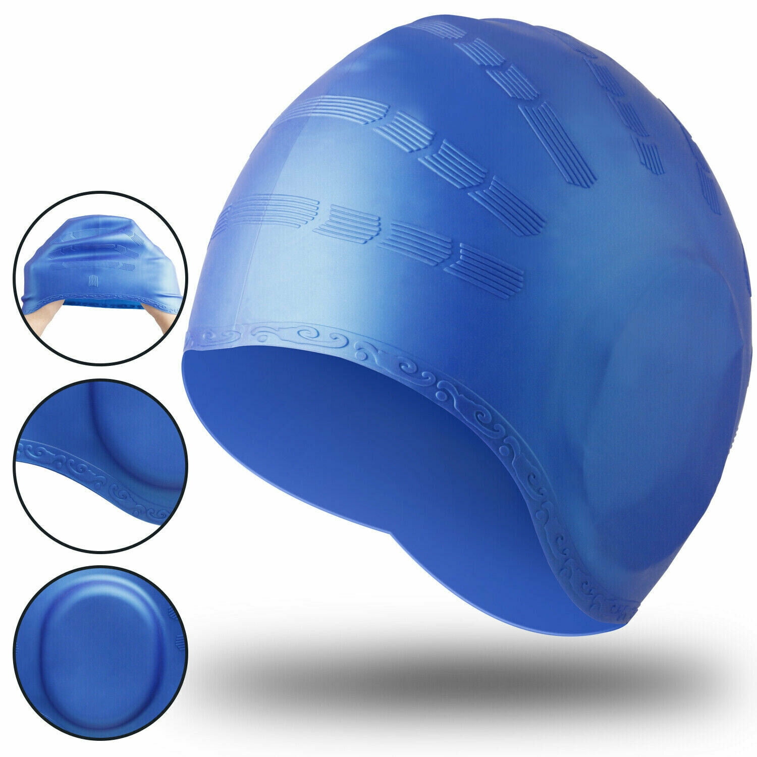 Silicone Swimming Cap Cover Ears Long Hair Clean Swim Pool For Adult