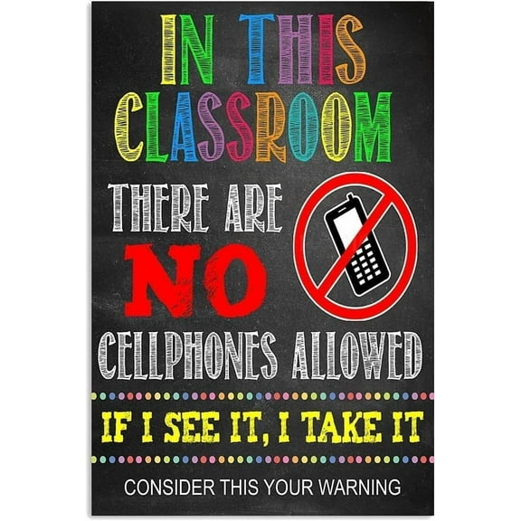Funny No Cellphones Allowed Metal Tin Sign Vintage Classroom Rules Poster 8x12 Inch Aluminum Wall Decor for School Office Teacher Home Nursery Living Room Warning Sign Plaque
