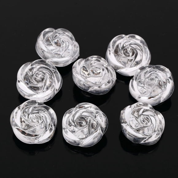 CraftbuddyUS AB6 20mm X20 Sew on Diamante Clear Acrylic 3D Rose Buttons Sparkle Crystal Gems