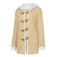 thumbnail image 4 of Outfmvch Sweaters For Women Cardigan Sweaters For Women Women Casual Knit Button Long Sleeve Thick Warm Hooded Cardigan Coat Womens Sweaters Beige 4Xl, 4 of 9