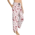 thumbnail image 2 of Uemuo Flower Leaves Pattern Women's Wide Leg Palazzo Lounge Pants with Pockets Light Weight Loose Comfy Casual Pajama Pants-, 2 of 9