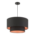 thumbnail image 6 of Livex Lighting Sentosa 20" 3-Light Modern Metal & Fabric Pendant in Black, 6 of 9