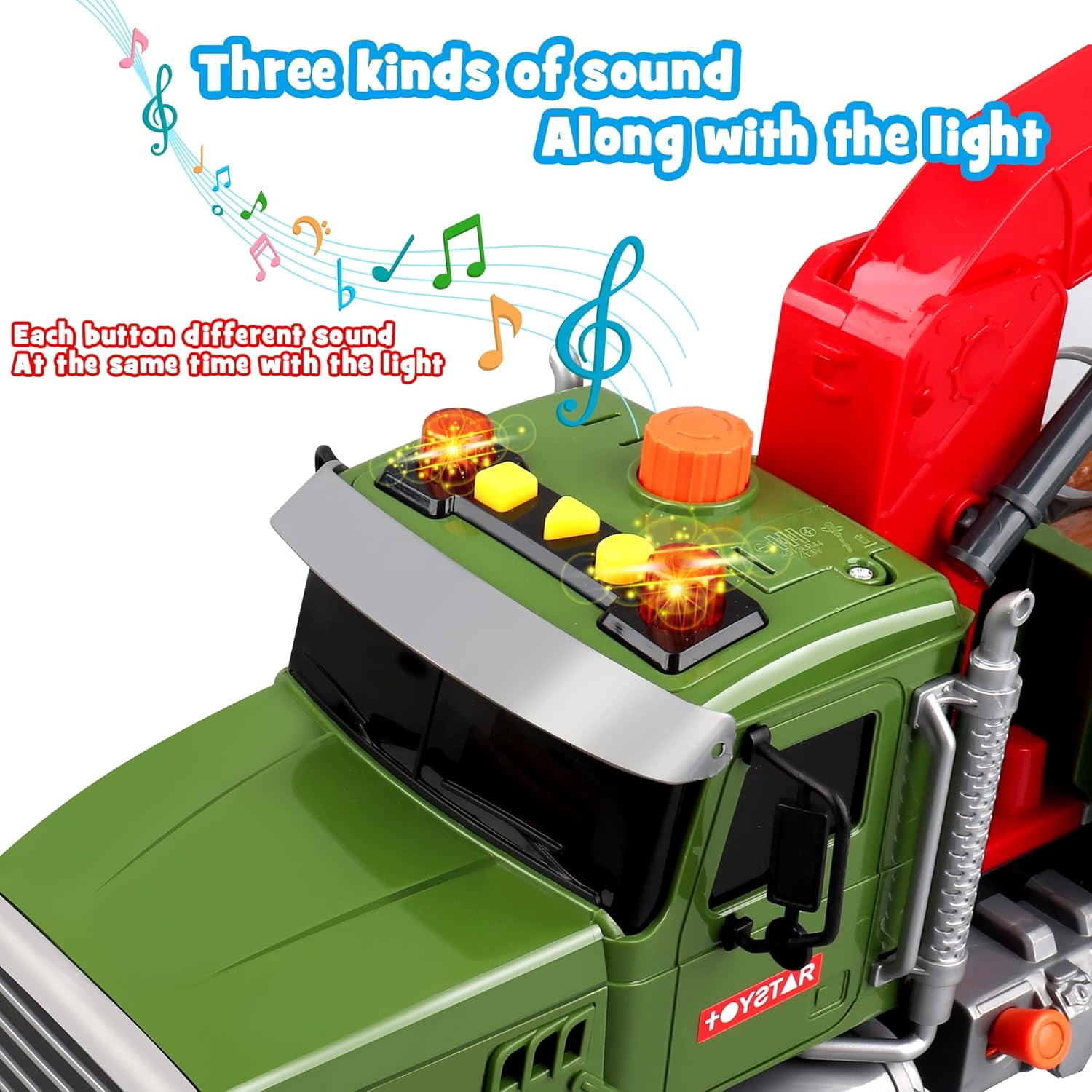 NDTOYS Kids Toys for 3 4 5 6 7 Years Old Boys,15" Large Timber Truck with Loading Crane and 6 Trunks,Birthday Gifts for Boy Toddler Child