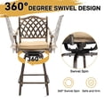 thumbnail image 5 of Tcbosik Outdoor Swivel Bar Stools Set of 2, Counter Height Bar Chairs, Bistro Armchair with Cushion and Metal Frame for Backyard, Garden, Patio, Balcony, Bronze, 5 of 10