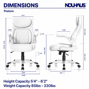 NOUHAUS Posture Ergonomic PU Leather Office Chair, Lumbar Support Executive Desk Chair with FlipAdjust Armrests