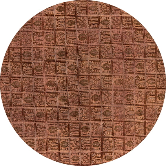 Ahgly Company Indoor Round Oriental Orange Industrial Area Rugs, 6' Round