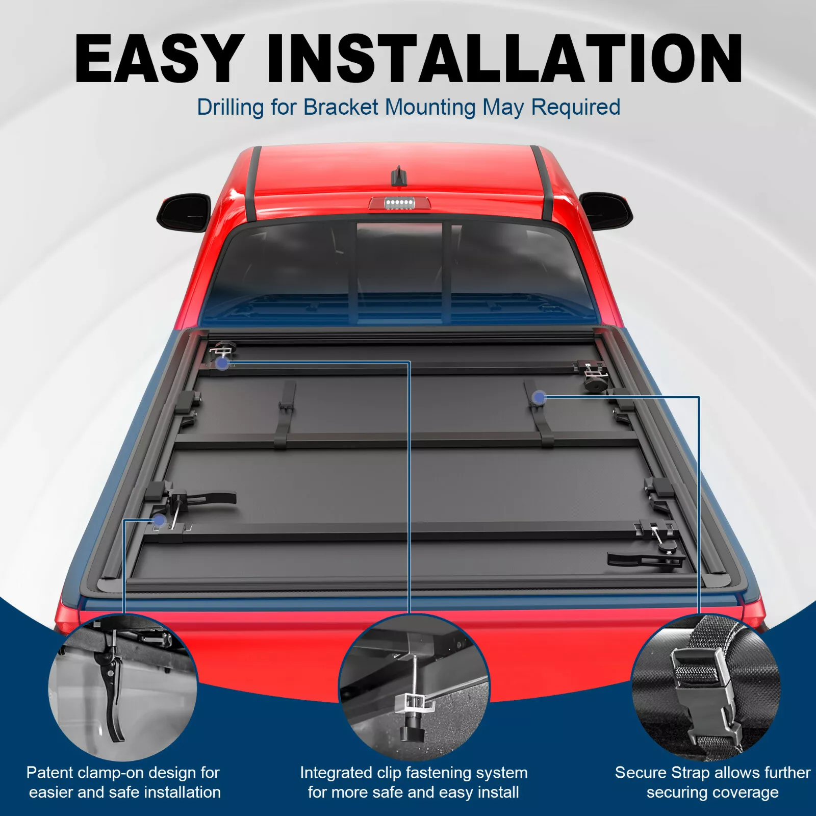 MOSTPLUS 5FT 3 Fold Soft Bed Tonneau Cover for 05-26 Nissan Frontier 09-14 Suzuki Equator