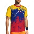 thumbnail image 4 of Exclusive design Venezuela Flag Grain 3D Printed Men For Running Bike Soccer Tennis Fitness Sports tshirt Mesh Short T-shirt, 4 of 9