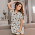 thumbnail image 3 of Pofeuu Funny Cat White Print Women's Loose Fit Short Sleeve Nightgown, Comfortable Sleep Dress for Women, Casual Lounge Sleepwear, Soft Cotton Sleep Dress, 3 of 6