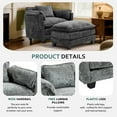 thumbnail image 6 of BISHE Oversized Boucle Accent Chair 55.32" with Portable Ottoman & Storage, Double Cushion Deep Seating for Living Room Comfy Arm Chairs, Bedroom, Dark Gray, 6 of 8