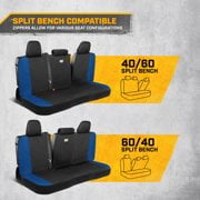 CAT Black & Blue Car Seat Covers Full Set - Front Seat Covers & Rear Bench Seat Cover - Airbag Compatible, 60/40 Split Bench for Trucks, Cars & SUVs - Automotive Interior Seat Protection Accessories