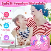 Kids Makeup Kit for Girl,2 In 1 Makeup Toys for Kids with Unicorn Cosmetic, Girl Toys Princess Children Play Makeup Kit with Cosmetic Case Christmas Birthday Gifts for Girls Age 4 5 6 7 8 Year Old.