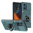 thumbnail image 2 of For Motorola Edge 50 Fusion Phone Case with Finger Ring Holder Kickstand, Card Slots，Heavy Duty Shockproof Rugged Protective Working with Magnetic Car Phone Mount,Green, 2 of 7