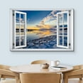 thumbnail image 3 of wall26 Canvas Print Wall Art Window View Rustic Vibrant Sunset Lake Reflection Wilderness Nature Photography Realism Scenic Landscape Colorful Multicolor for Living Room, Bedroom, Office - 24"x3, 3 of 5