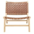 thumbnail image 2 of SAFAVIEH Luna Modern Leather Woven Accent Chair, Natural/Cognac, 2 of 11