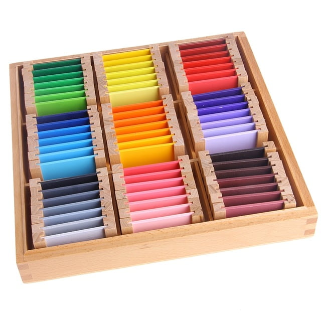 Montessori Sensorial Tablet Box Learning Color Material Wood Preschool Training 