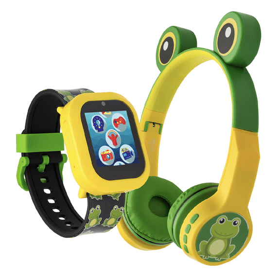 Kids iTech Jr Frog Smartwatch with on Ear Light up Boys Bluetooth Headphones