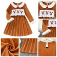 thumbnail image 2 of OBEEII Kids Girls Velvet Dresses Long Sleeve Christmas Dress Princess Dresses Smocked Embroidered A-Line Ruffle Dresses, 2 of 9