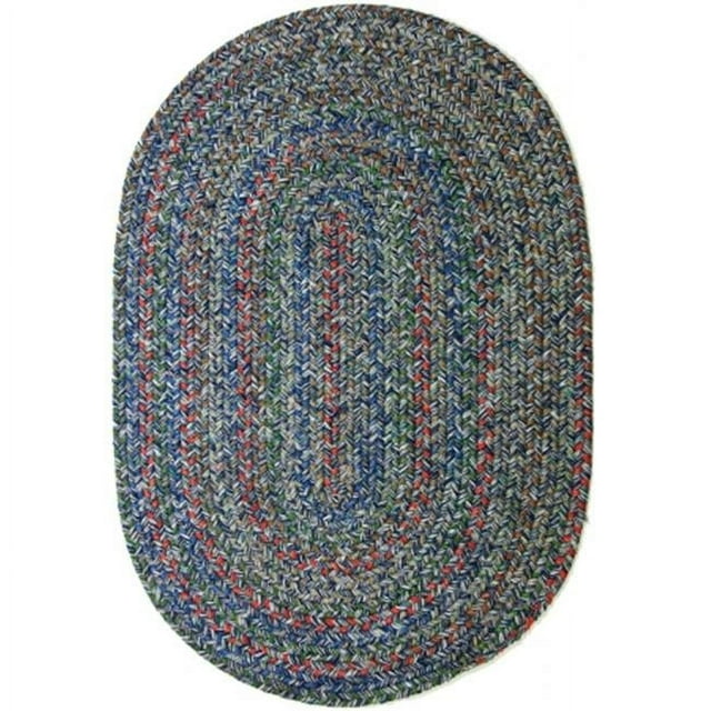 Rhody Rug Sophia Tapis Ovale Tressé Intérieur-Extérieur, Bleu Denim, 2 Pieds x 6 Pieds, Réversible