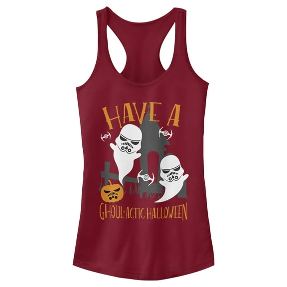 Junior's Star Wars Ghoulactic Halloween Stormtrooper Racerback Tank Top Scarlet Small