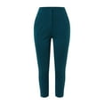 thumbnail image 6 of Fgnfyis Capri Pants for Women Plus Size High Waist Cropped Work Solid Zipper Casual Baggy Elastic Waist Wide Leg Trousers with Pocket Ladies Capri Pants Green#2 S, 6 of 8