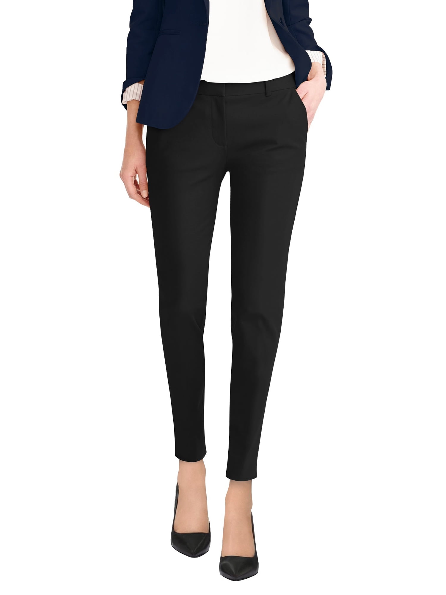 Hybrid & Company Womens Super Comfy Flat Front Stretch Trousers Pants