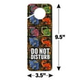 thumbnail image 6 of Geometric Dinosaurs Aztec Mayan Style Tyrannosaurus Triceratops Velociraptor Brontosaurus Pattern Plastic Door Knob Hanger Sign, 6 of 6
