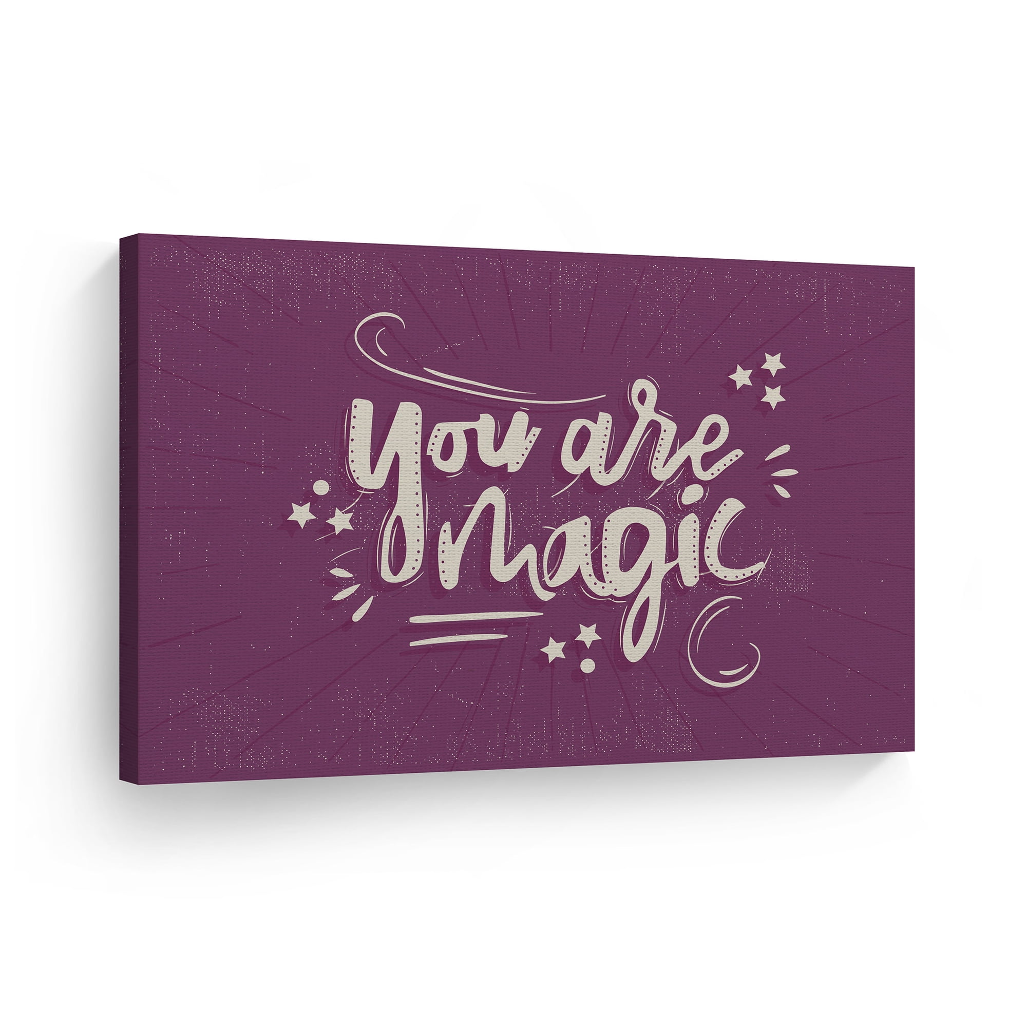 Smile Art Design Your Are Magic Quote Purple Vintage Lettering Motivational Wall Art Canvas Print Inspirational Home Decor Ready to Hang Made in the USA- 30x40