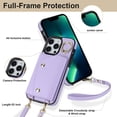 thumbnail image 4 of ShellTech for iPhone 13 Pro Case with Card Holder and Strap - Zipper Pocket,Crossbody Lanyard Strap,Credit Card Holder,Stand Ring,Cute Phone Wallet Case for Women,Purple, 4 of 10