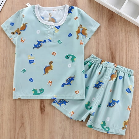 

Hunpta Suit Girls Slevees Short Shorts Boys Two-piece Summer Print Baby T-Shirts Boys Outfits&Set