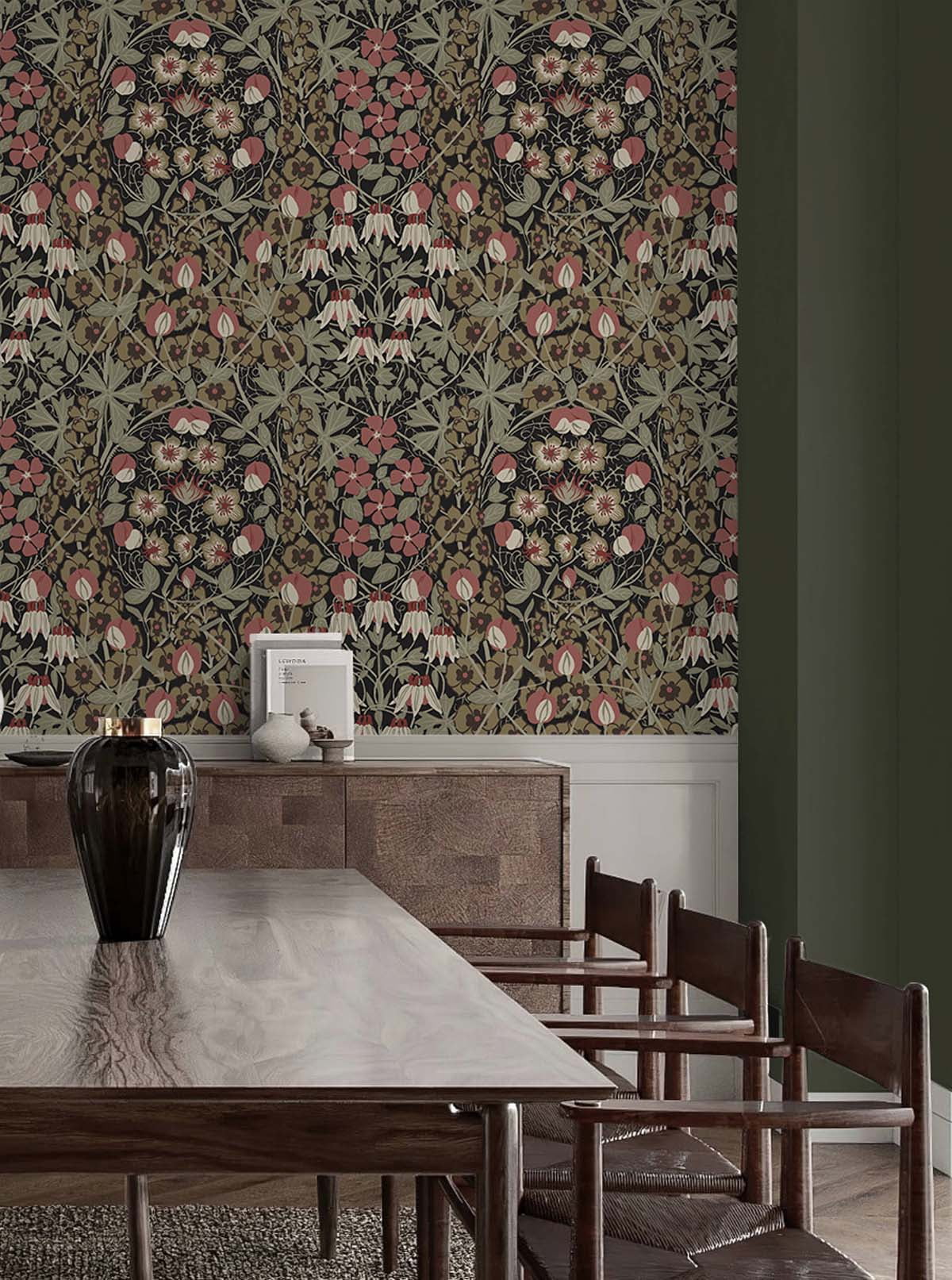 NextWall Ebony & Red Clay Tulip Garden Peel and Stick Wallpaper