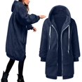 thumbnail image 3 of Plus Size Drawstring Jacket With Pockets Soft Zip Up Hooded Outerwear Cozy Warm Pullover plus Size Ruffle Top 4x Crop Tops for Women plus Size Kitty Blouse for Women plus Size Womens Tube Tops Womens, 3 of 7