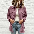 thumbnail image 6 of Mifsaly Womens Waffle Knit Shacket Lapel Collar Button Down Long Sleeve Shirt Jacket Relaxed Fit Work Office Daily Casual Fall Outerwear Pink,S, 6 of 7