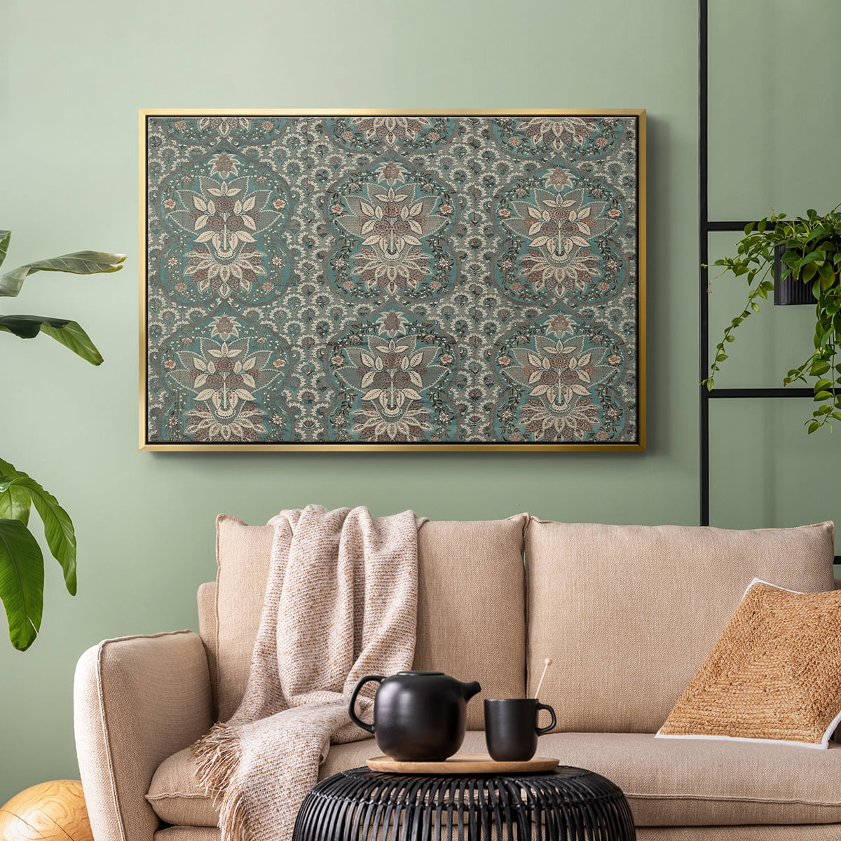 Vintage Abstract Print-X Framed in Silver Wood Gallery Wrapped Canvas 27 in. x 41 in.