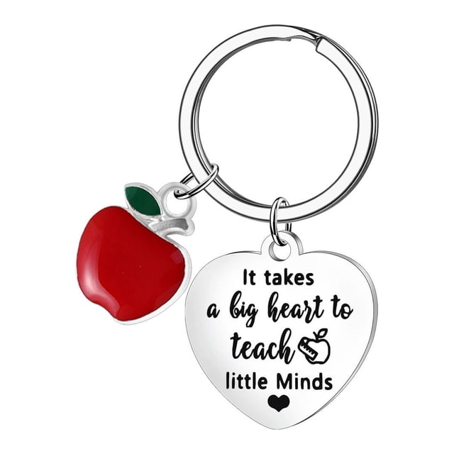 Stainless Steel Heart Shaped Keychain With Teacher Pendant For Teacher's Day Gift Decoration For Graduation Season (1PC)