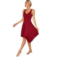 thumbnail image 3 of Yeahdor Womens Lyrical Contemporary Dance Costume Sleeveless Cross Back Asymmetrical Hem Dress Dance Wear Burgundy L, 3 of 7