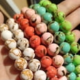 thumbnail image 5 of HOOUN 4-12mm Natural Turquoises Howlite Sediment Round Loose Beads for Jewelry Making-pink shell howlite-8mm 46pcs beads, 5 of 9