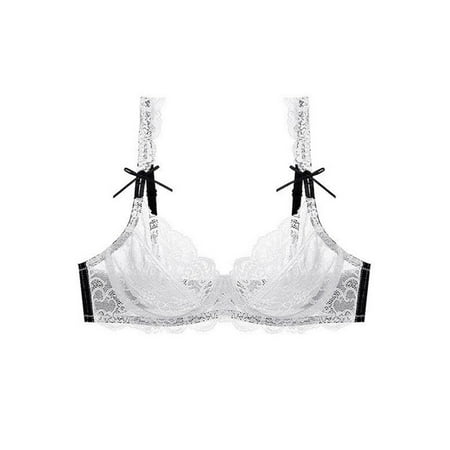 

Pedort Sports Bras For Women Padded Bras for Women Solid Color Breathable Lace Patchwork Brassiere Comfortable Shaping Wirefree Four Season Seamless Bras White 70E