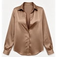 thumbnail image 5 of EaskTriop Womens Satin Shirts Loose Fit Button Down Lapel Collar Long Sleeve Elegant Business Office Daily Shirt, 5 of 7